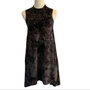 Plume and Thread Dark Green And Black Velour Dress, Size Small (1)